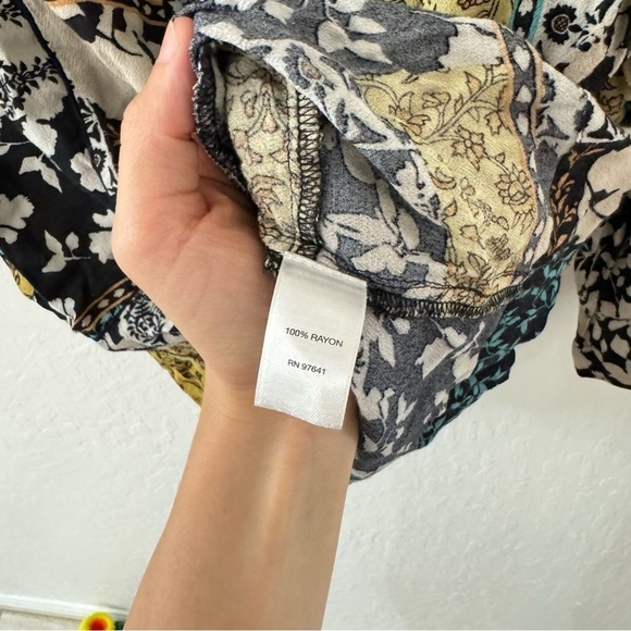 J Jill Patchwork 3/4 Sleeve Floral Rayon J Jill Top Boho Scoop Popover Blouse MP - Picture 6 of 10